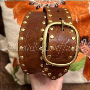 COACH 1941 BLEECKER STUDDED EMBOSSED BELT 2007 BROWN LEATHER STYLE 90042 $168
